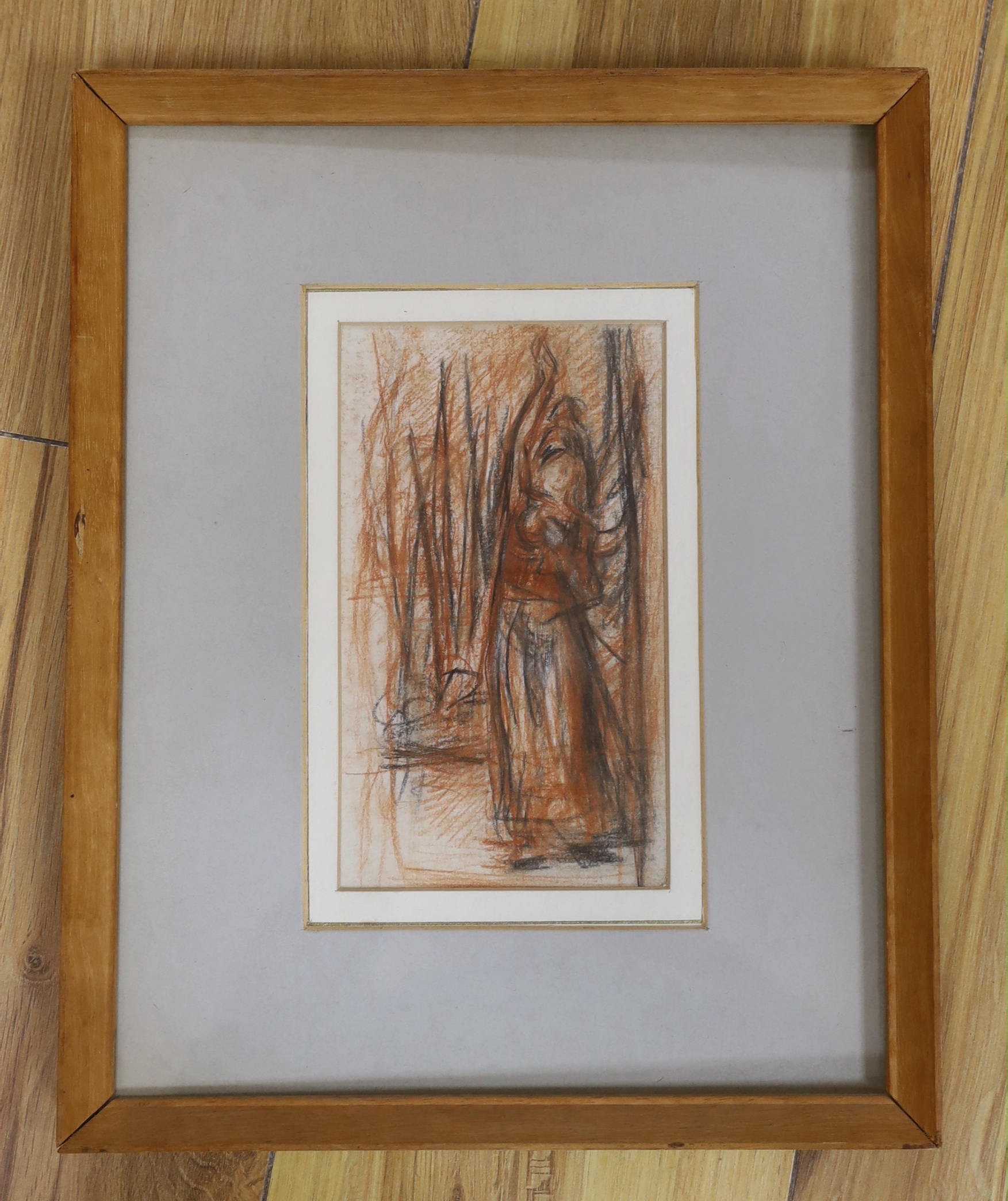 Attributed to Sir Edward Burne-Jones (1833-1898) two pencil and mixed media’s, Studies for Joan of Arc, inscribed in pencil verso, framed as one (ex: Fry Gallery, London), 17 x 10cm